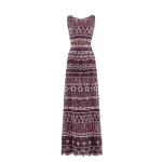 Saiid Kobeisy Embroidered Long Dress in Italian Plum, Style 40