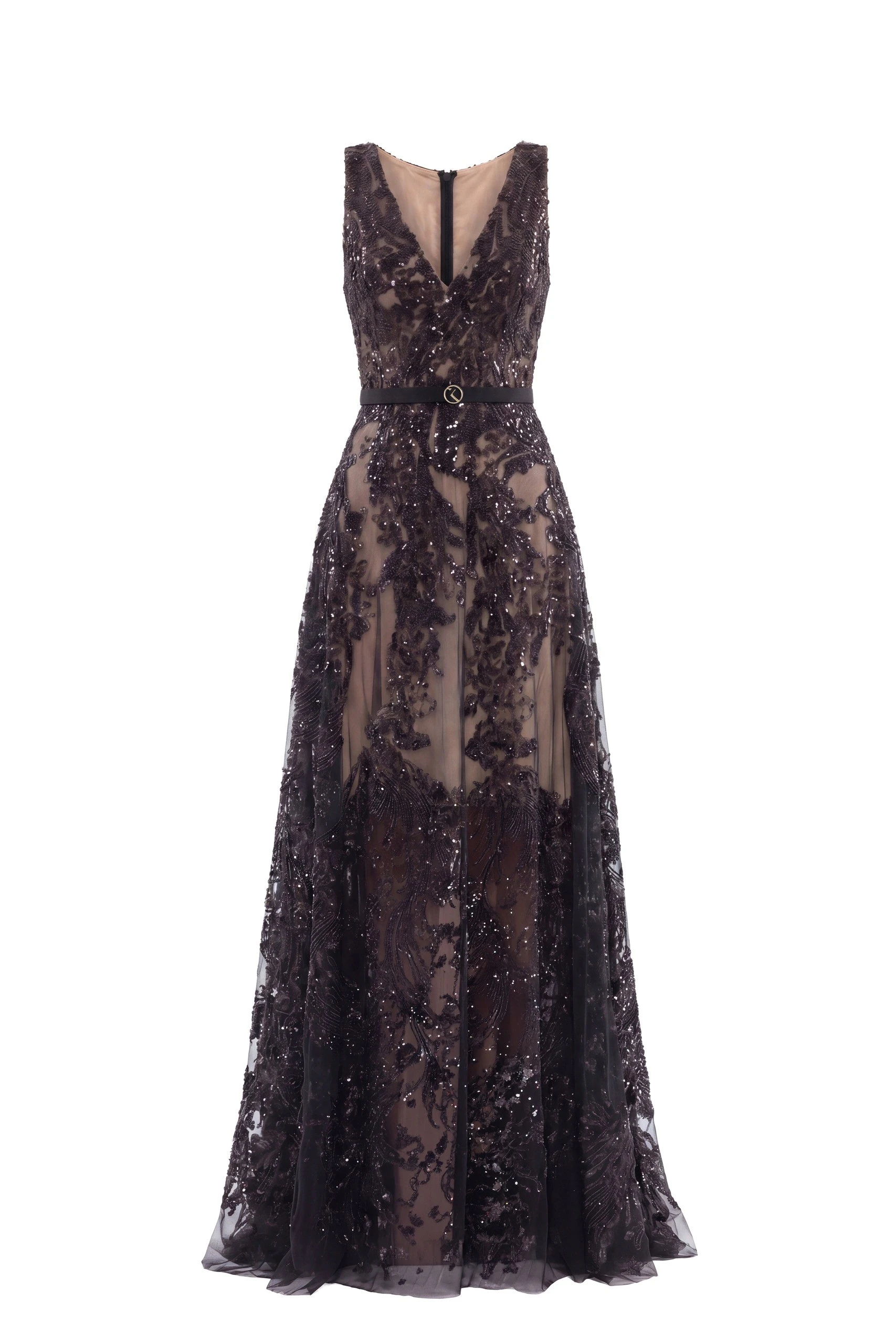 Saiid Kobeisy Embroidered Long Dress in Jet Black Saiid Kobeisy Embroidered Long Dress in Jet Black, Style 41