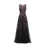Saiid Kobeisy Embroidered Long Dress in Jet Black, Style 59