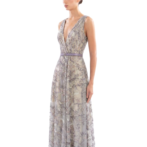 Saiid Kobeisy Embroidered Long Dress in Lavender, view 4