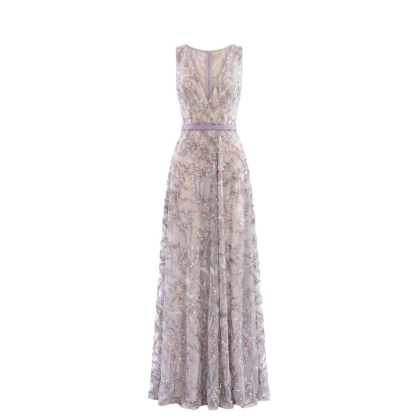 Saiid Kobeisy Embroidered Long Dress in Lavender