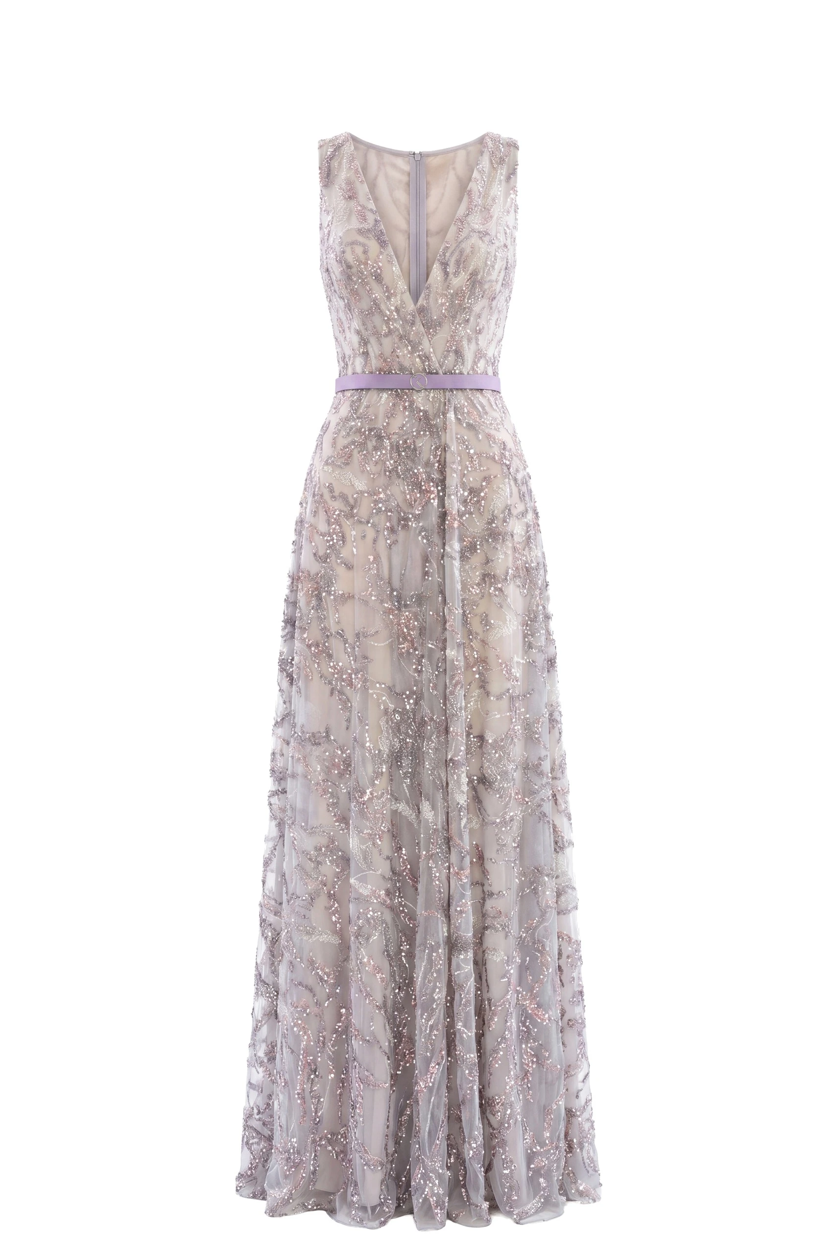 Saiid Kobeisy Embroidered Long Dress in Lavender | Dresses | Luxury Shoes Saiid Kobeisy Embroidered Long Dress in Lavender