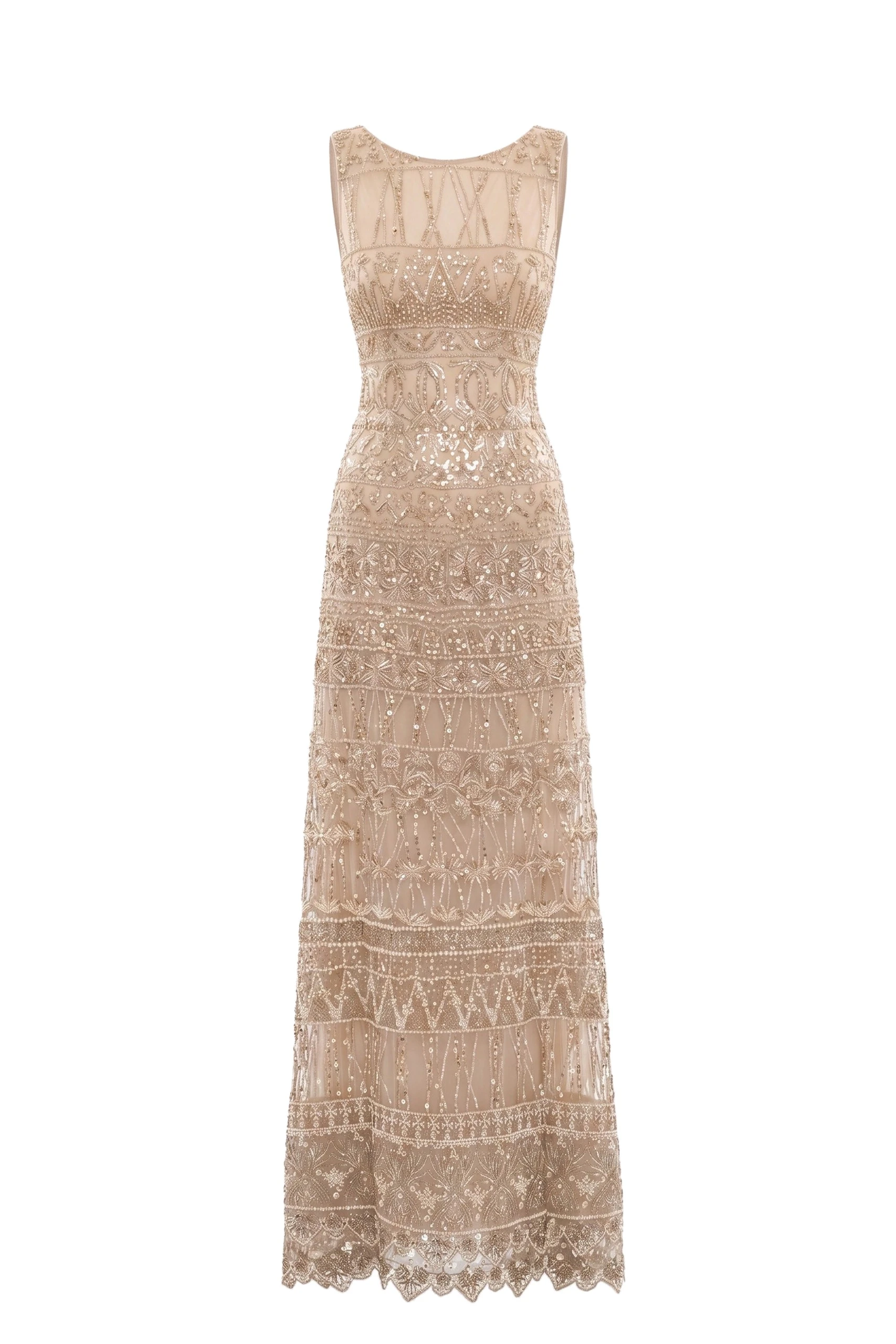 Saiid Kobeisy Embroidered Long Dress in Light Gold | Dresses | Luxury Shoes Saiid Kobeisy Embroidered Long Dress in Light Gold