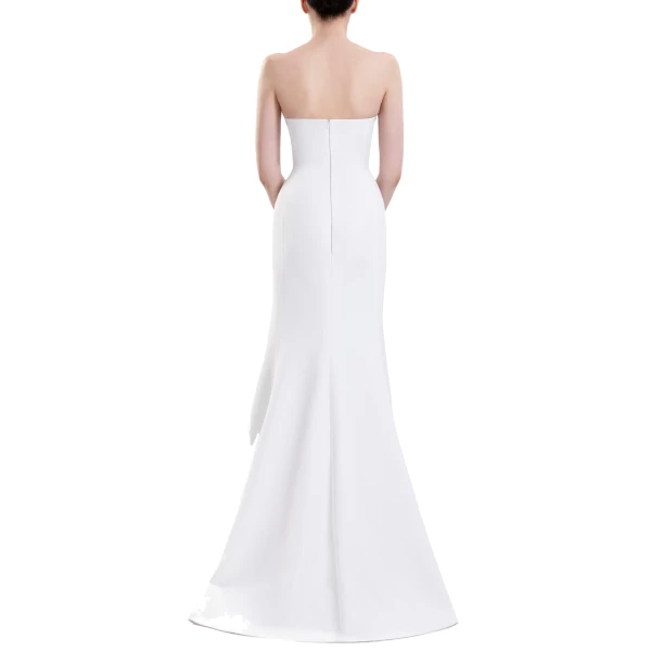 Saiid Kobeisy Embroidered Strapless Padded Crepe Dress in Off White, view 5