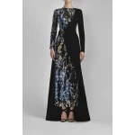 Saiid Kobeisy Fitted Beaded Tulle Dress in Indigo Beading