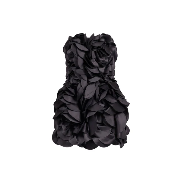 Floral Mini Dress in Jet Black