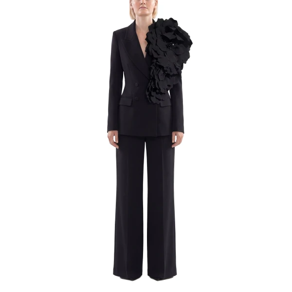 Saiid Kobeisy Floral Tailored Jacket in Jet Black, view 2