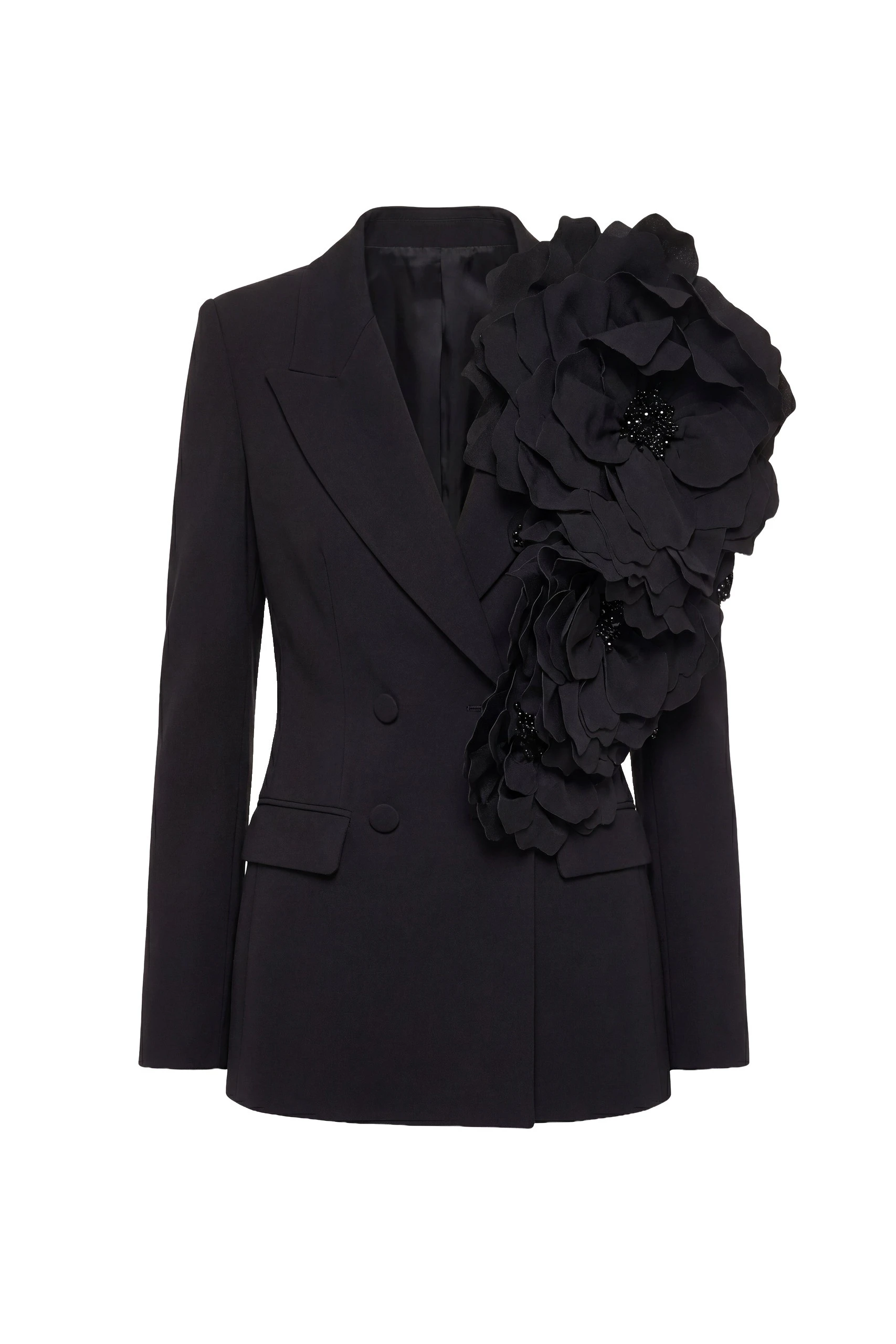 Saiid Kobeisy Floral Tailored Jacket in Jet Black | Dresses | Luxury Shoes Saiid Kobeisy Floral Tailored Jacket in Jet Black