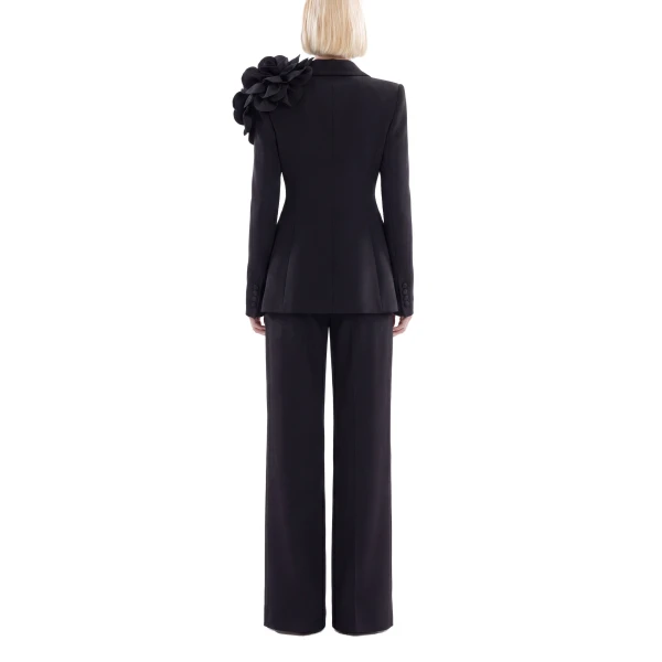 Saiid Kobeisy Floral Tailored Pants in Jet Black, view 3