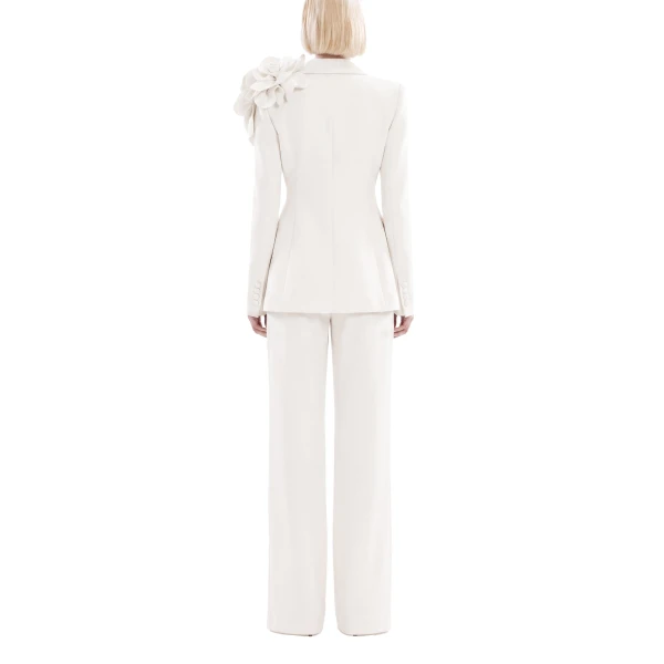 Saiid Kobeisy Floral Tailored Pants in Off White, view 3