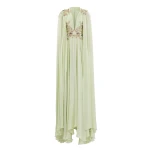 Saiid Kobeisy Flowy Embroidered Dress in Reed