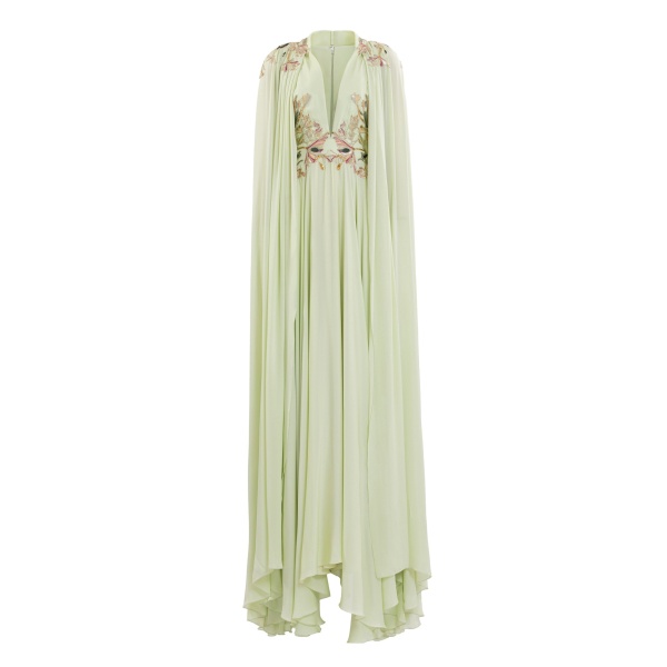 Saiid Kobeisy Flowy Embroidered Dress in Reed