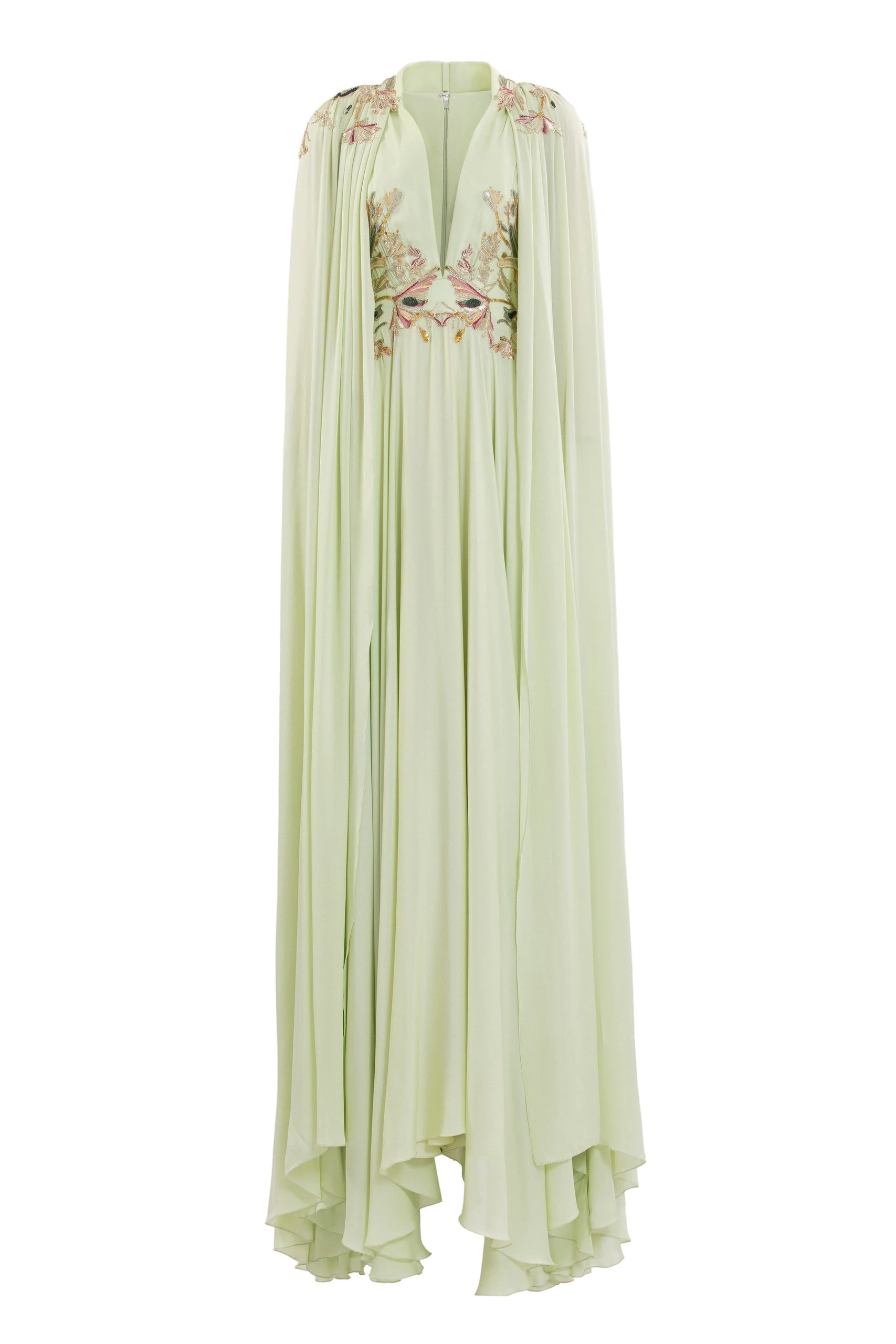 Saiid Kobeisy Flowy Embroidered Dress in Reed | Dresses | Luxury Shoes Saiid Kobeisy Flowy Embroidered Dress in Reed