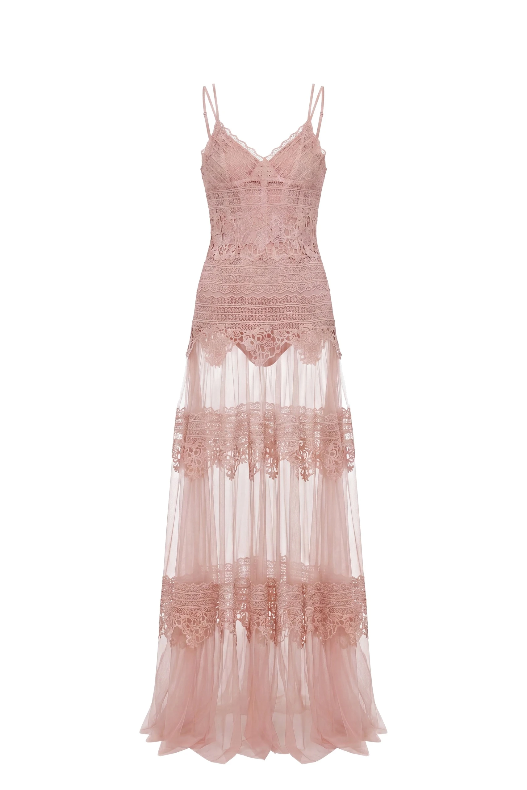 Saiid Kobeisy Lace Long Dress in Heavenly Pink Saiid Kobeisy Lace Long Dress in Heavenly Pink, Style 34