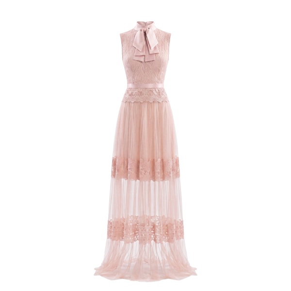 Saiid Kobeisy Lace Long Dress in Heavenly Pink, Style 36