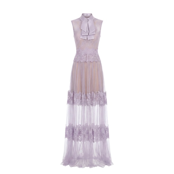 Saiid Kobeisy Lace Long Dress in Lavender, Style 36
