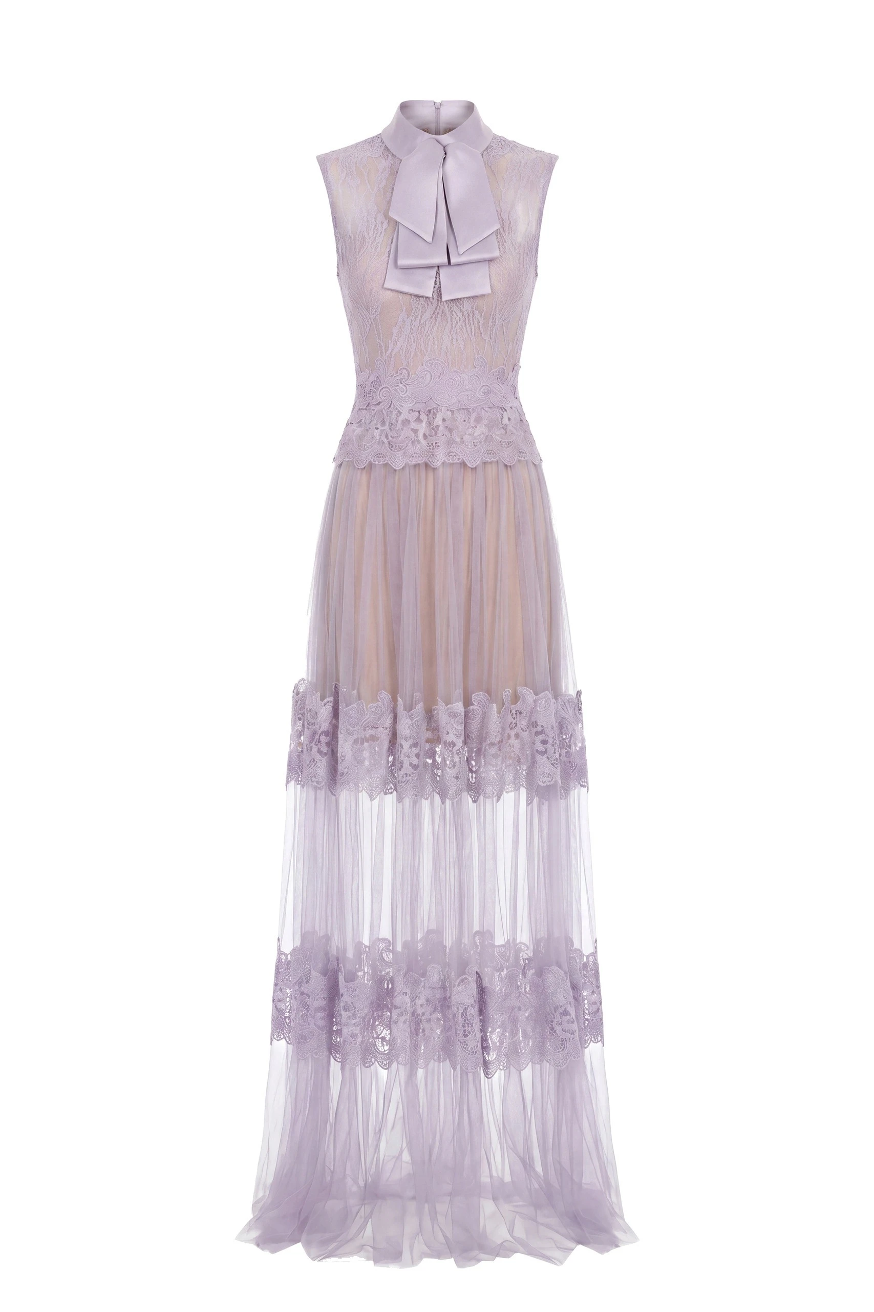 Saiid Kobeisy Lace Long Dress in Lavender Saiid Kobeisy Lace Long Dress in Lavender, Style 36