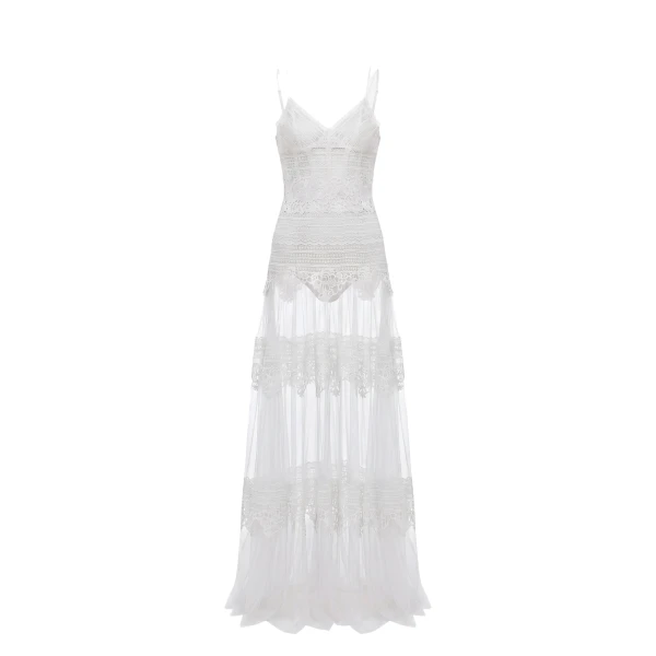 Saiid Kobeisy Lace Long Dress in Off White, Style 34