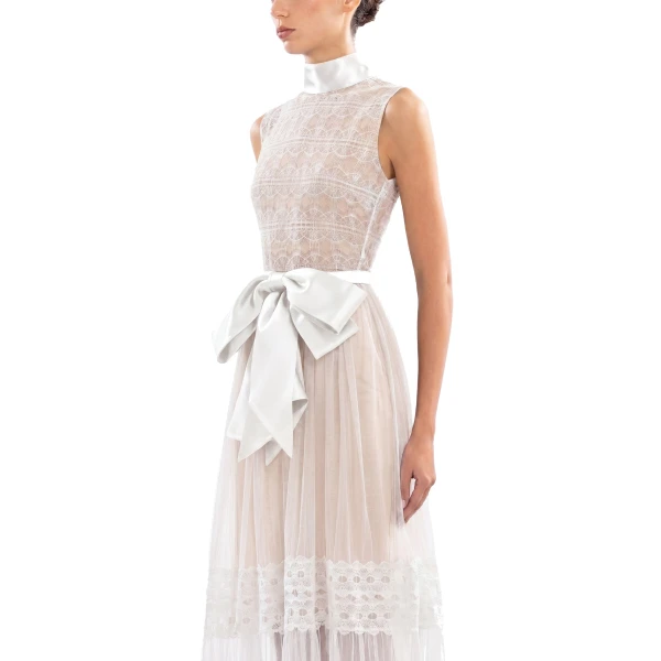 Saiid Kobeisy Lace Long Dress in Off White, Style 35, view 4
