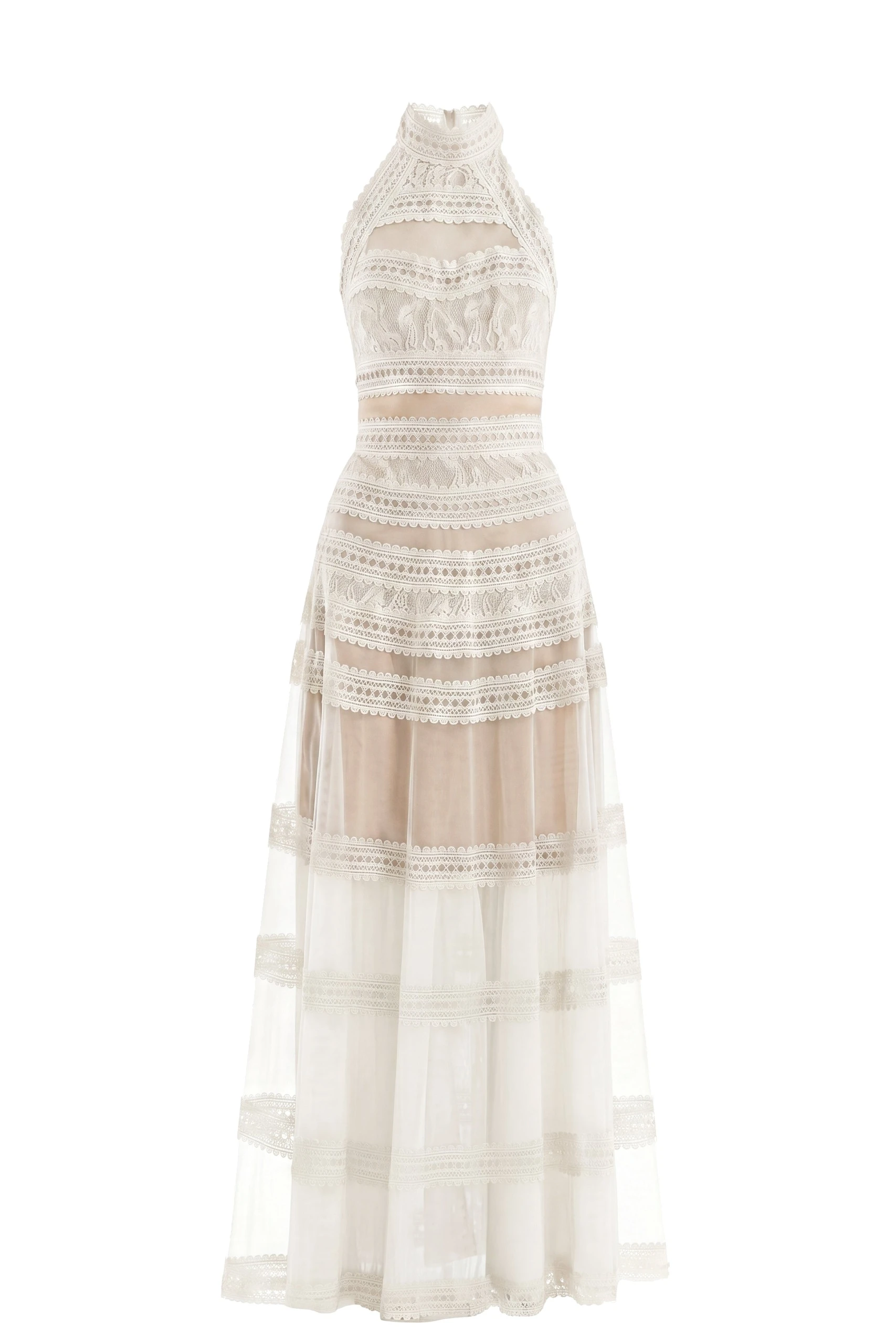 Saiid Kobeisy Lace Striped Long Dress in Off White | Dresses | Luxury Shoes Saiid Kobeisy Lace Striped Long Dress in Off White