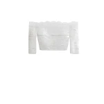 Saiid Kobeisy Lace Top with Ruffled Skirt in Off White