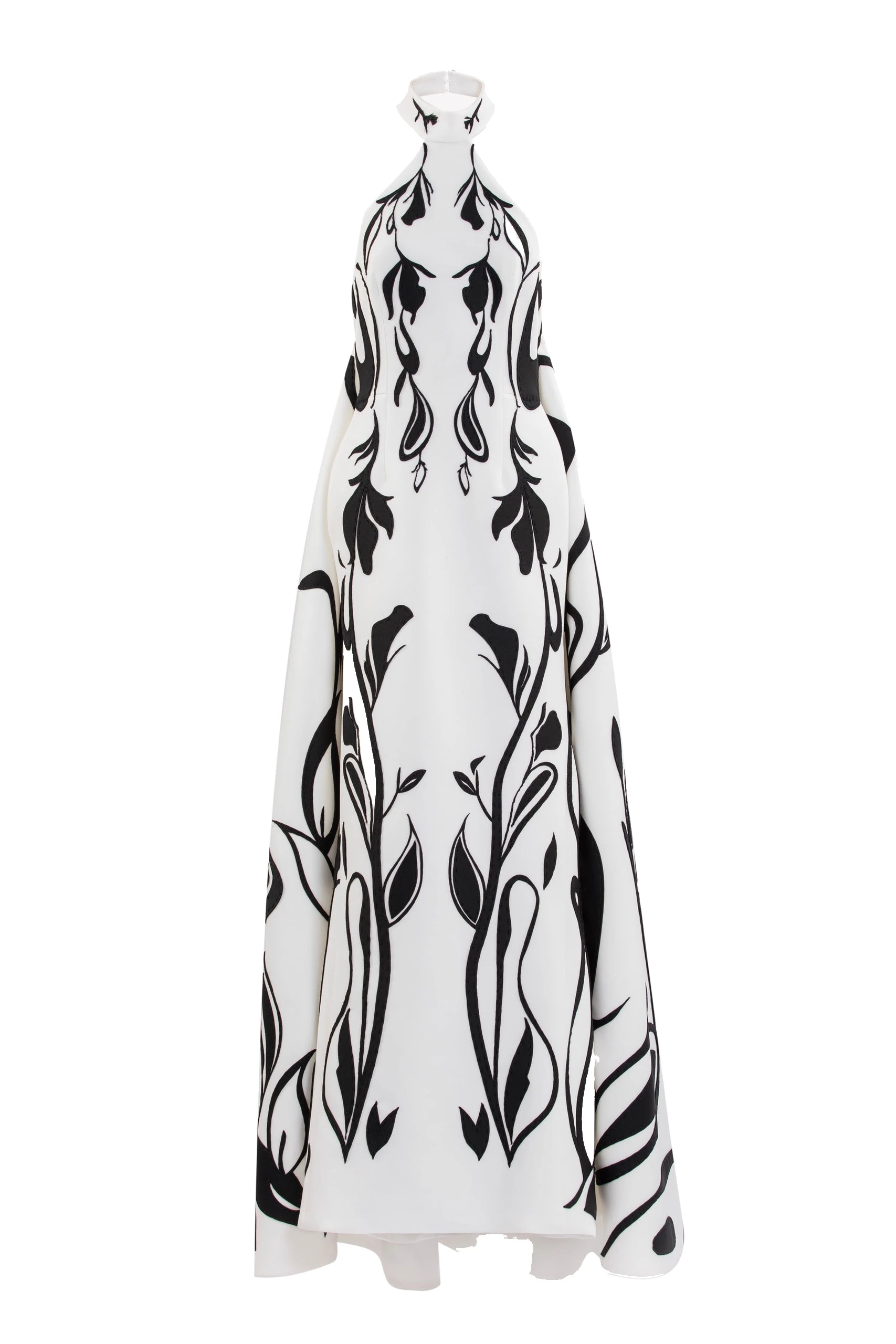 Saiid Kobeisy Laser Cut Scuba Halter Neck Dress in Off White and Jet Black | Dresses | Luxury Shoes Saiid Kobeisy Laser Cut Scuba Halter Neck Dress in Off White and Jet Black