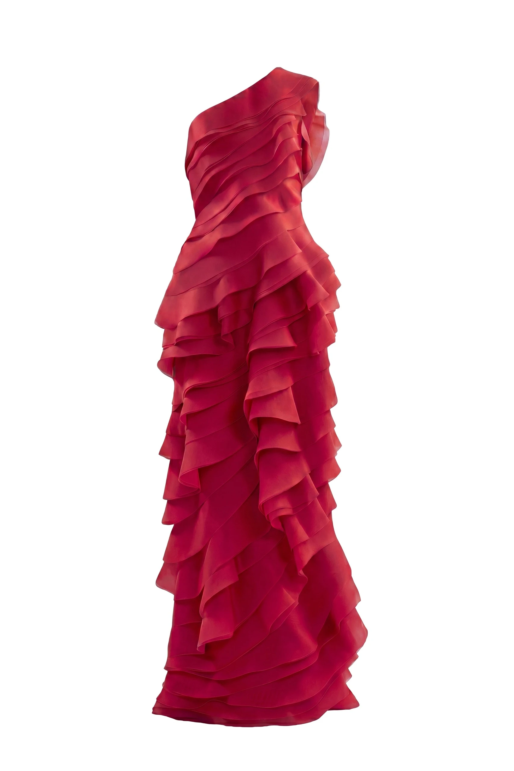 Saiid Kobeisy Layered Organza Dress in Space Cherry | Dresses | Luxury Shoes Saiid Kobeisy Layered Organza Dress in Space Cherry