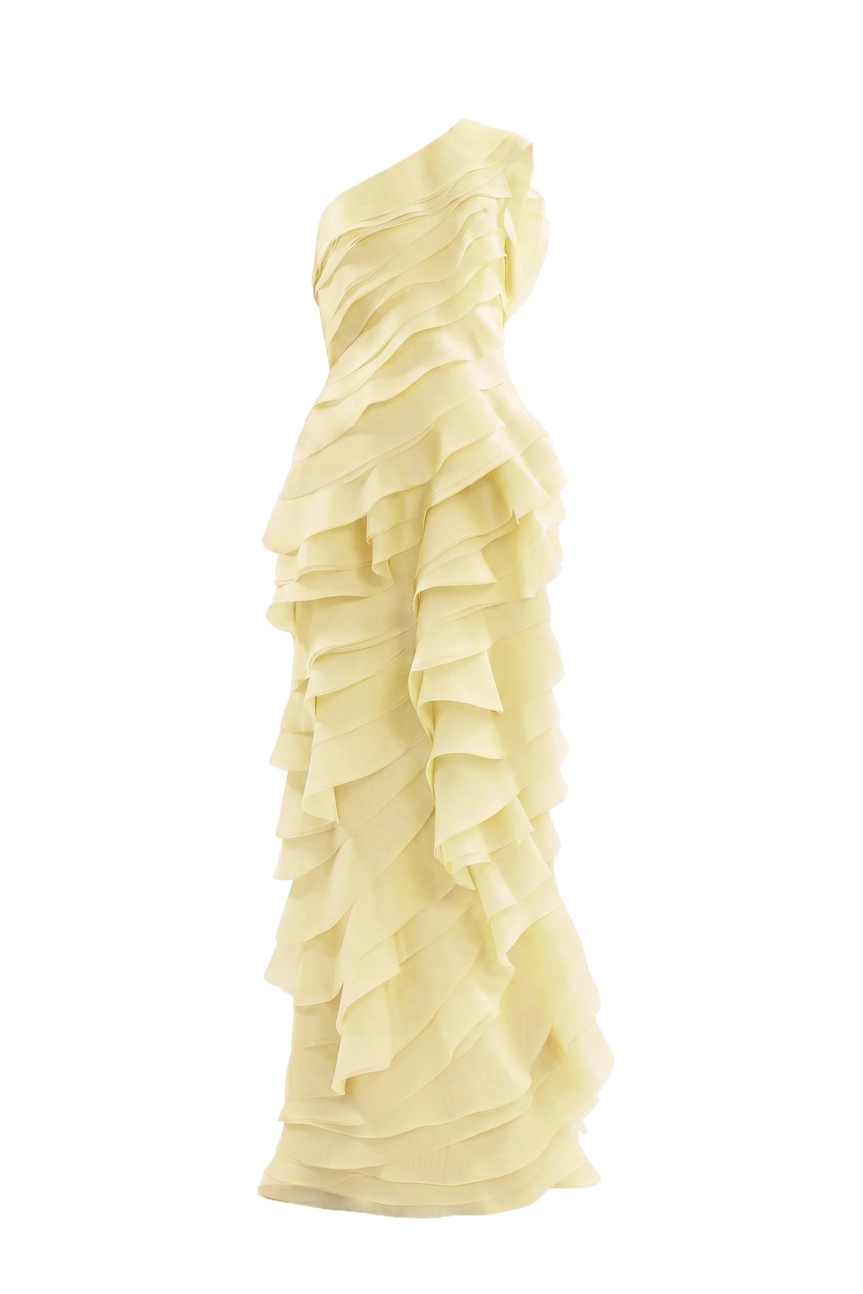 Saiid Kobeisy Layered Organza Dress in Yellow Pear | Dresses | Luxury Shoes Saiid Kobeisy Layered Organza Dress in Yellow Pear