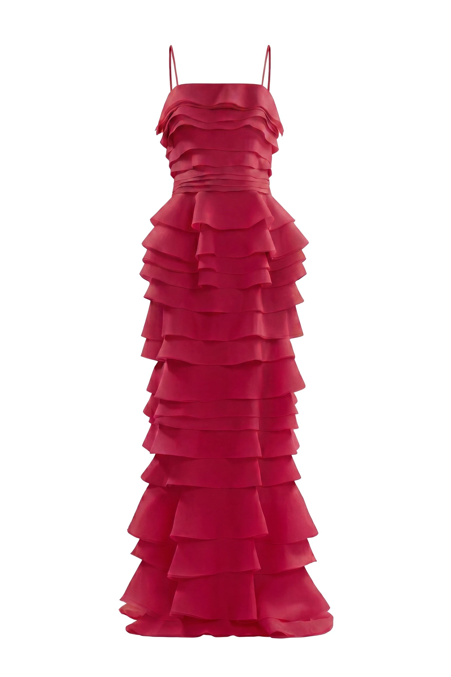Saiid Kobeisy Layered Organza Long Dress in Space Cherry | Dresses | Luxury Shoes Saiid Kobeisy Layered Organza Long Dress in Space Cherry