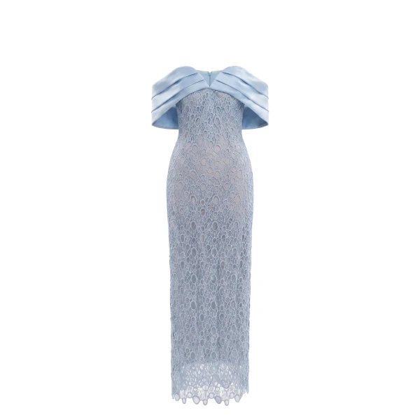 Saiid Kobeisy Midi Guipure Dress in Antigua Sand