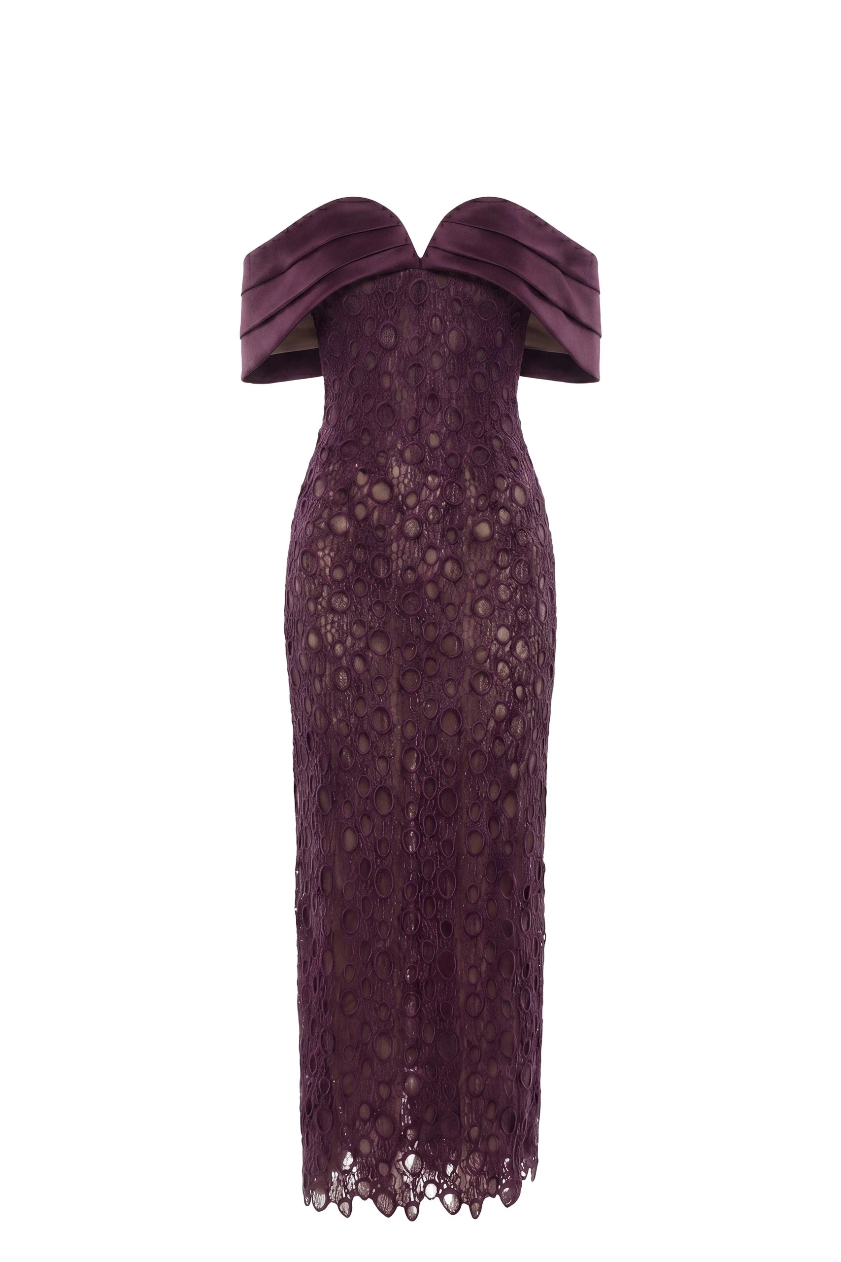 Saiid Kobeisy Midi Guipure Dress in Italian Plum | Dresses | Luxury Shoes Saiid Kobeisy Midi Guipure Dress in Italian Plum