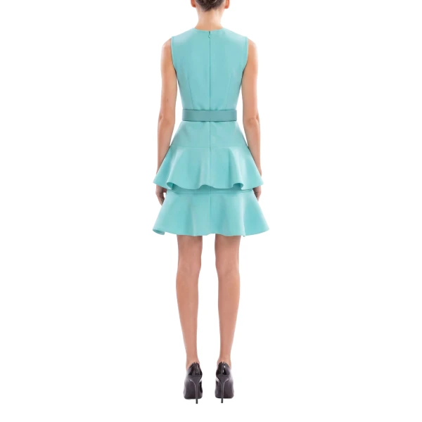 Saiid Kobeisy Midi Ruffled Dress in Aqua Sky, view 3