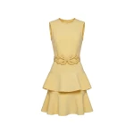 Saiid Kobeisy Midi Ruffled Dress in Yellow Pear