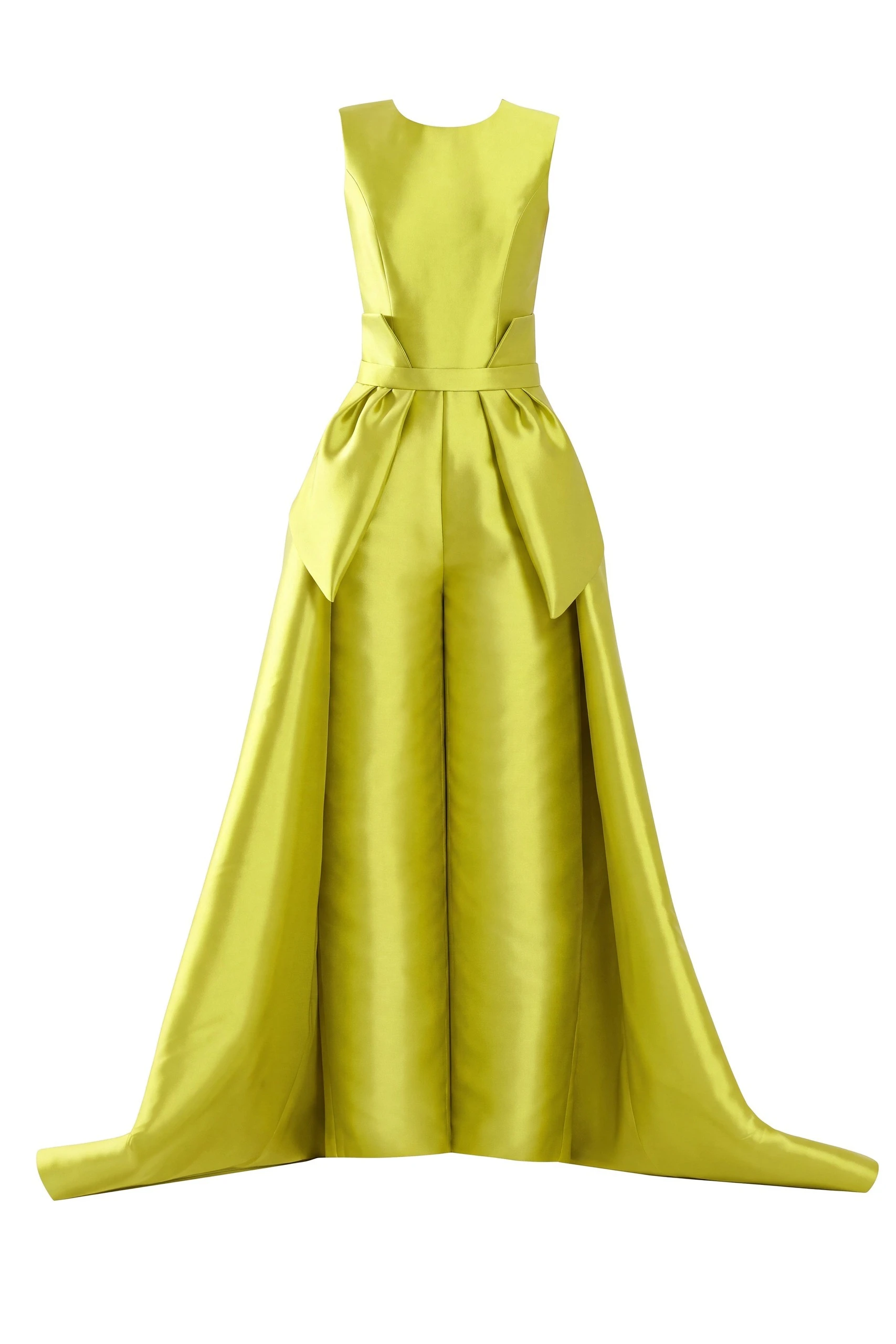 Saiid Kobeisy Mikado Classic Jumpsuit with Detachable Overskirt in Lime Green | Jumpsuit | Luxury Shoes Saiid Kobeisy Mikado Classic Jumpsuit with Detachable Overskirt in Lime Green