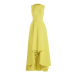 Saiid Kobeisy Neoprene Dress with High-Low Skirt in Lime Green