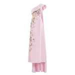 Saiid Kobeisy One Shoulder Embroidered Crepe Dress in Cactus Flower
