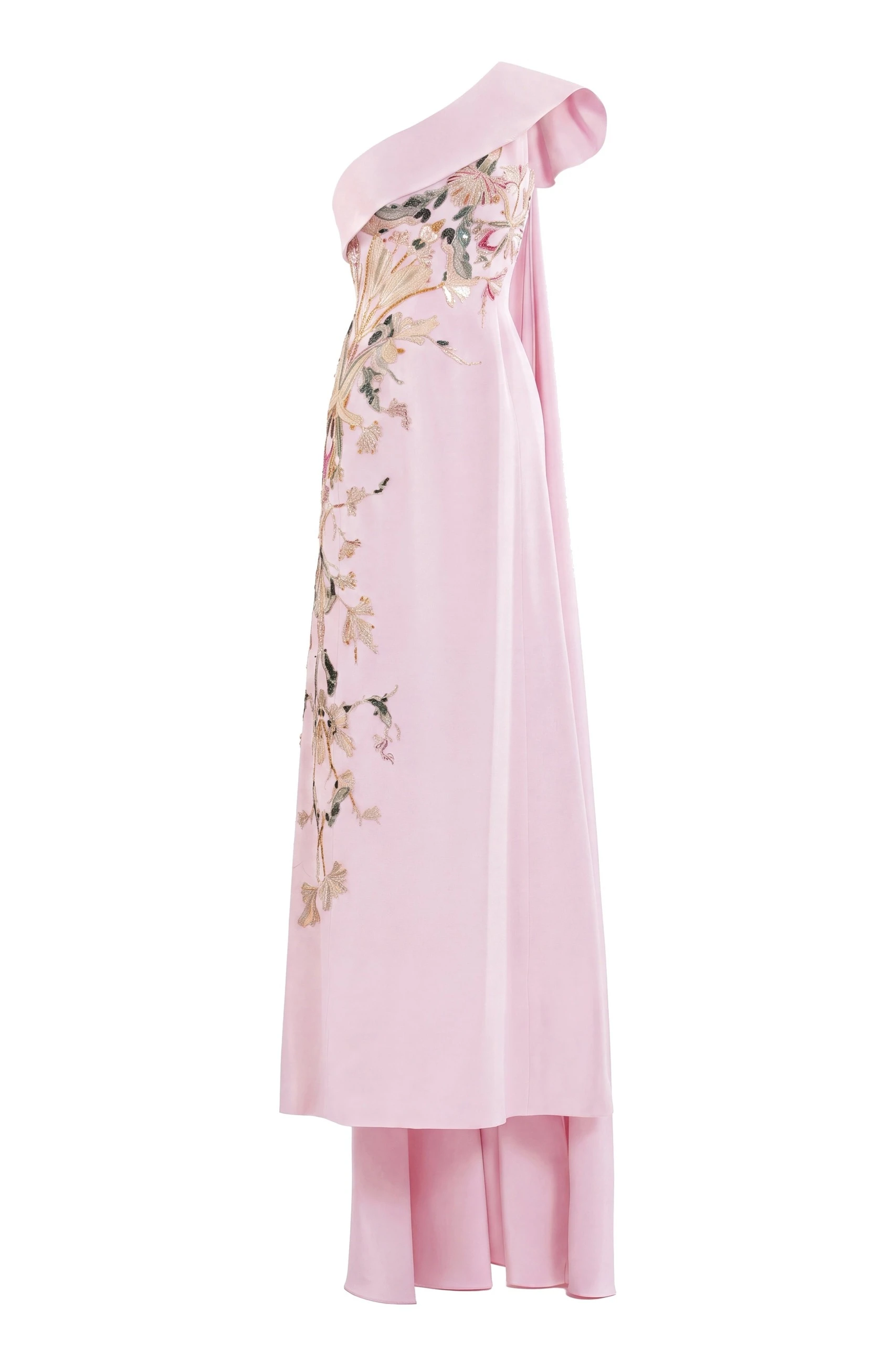 Saiid Kobeisy One Shoulder Embroidered Crepe Dress in Cactus Flower | Dresses | Luxury Shoes Saiid Kobeisy One Shoulder Embroidered Crepe Dress in Cactus Flower