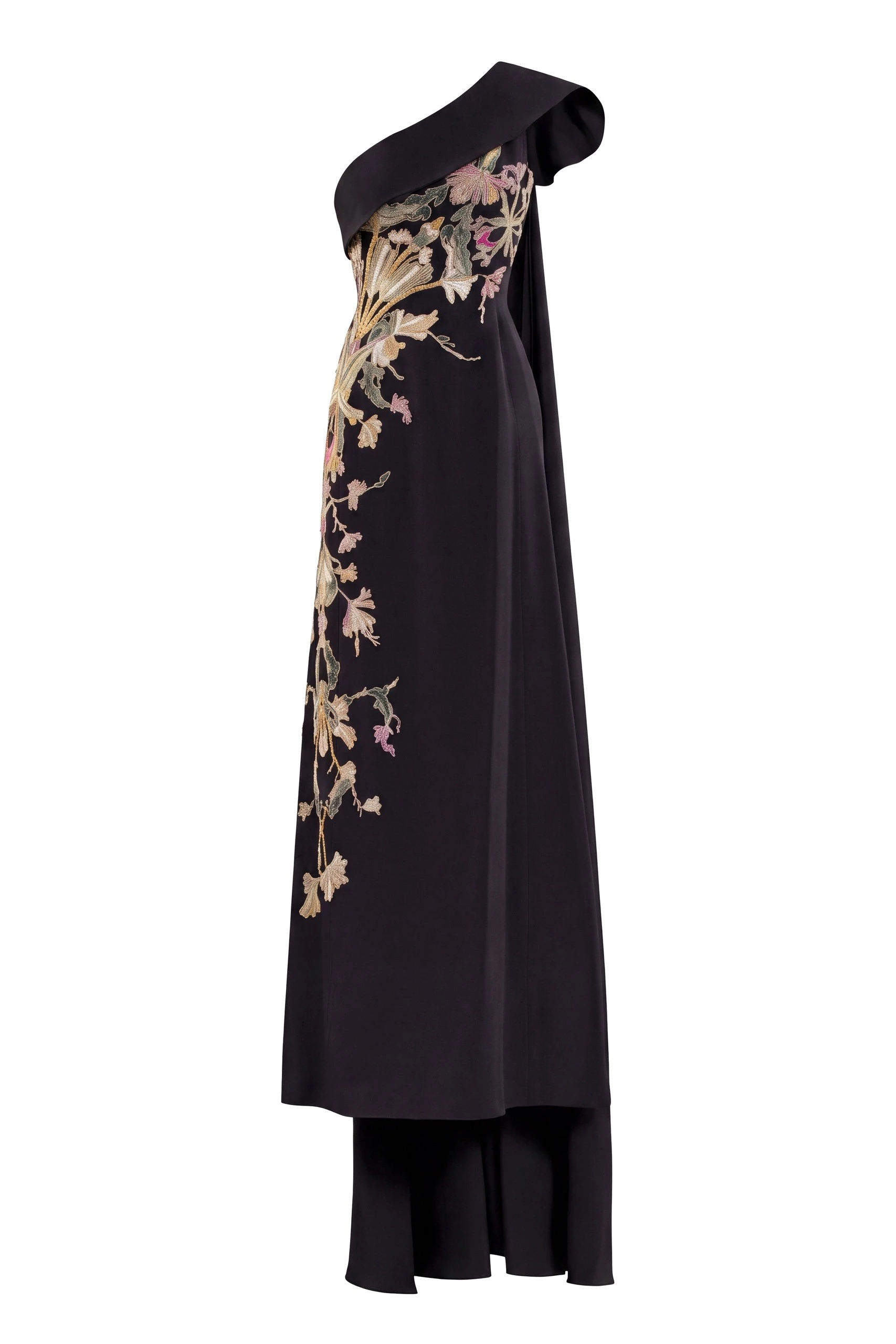 Saiid Kobeisy One Shoulder Embroidered Crepe Dress in North Sea | Dresses | Luxury Shoes Saiid Kobeisy One Shoulder Embroidered Crepe Dress in North Sea