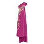 Saiid Kobeisy One Shoulder Embroidered Crepe Dress in Reed