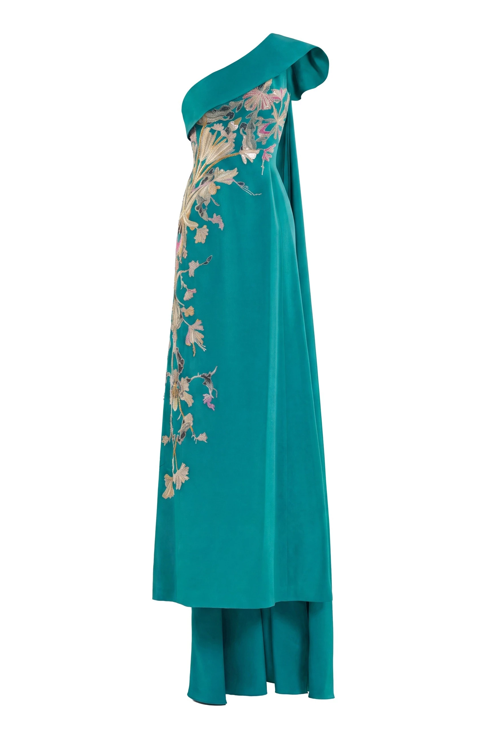 Saiid Kobeisy One Shoulder Embroidered Crepe Dress in Salsa Rosa | Dresses | Luxury Shoes Saiid Kobeisy One Shoulder Embroidered Crepe Dress in Salsa Rosa