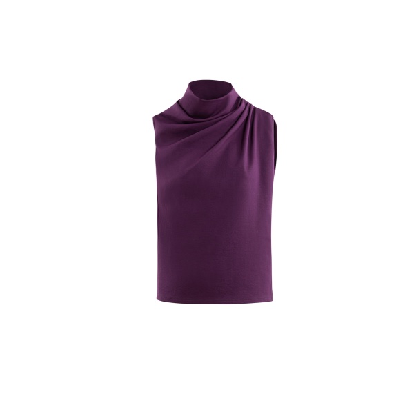Saiid Kobeisy Pleated Shoulder Top and Pants Ensemble in Italian Plum