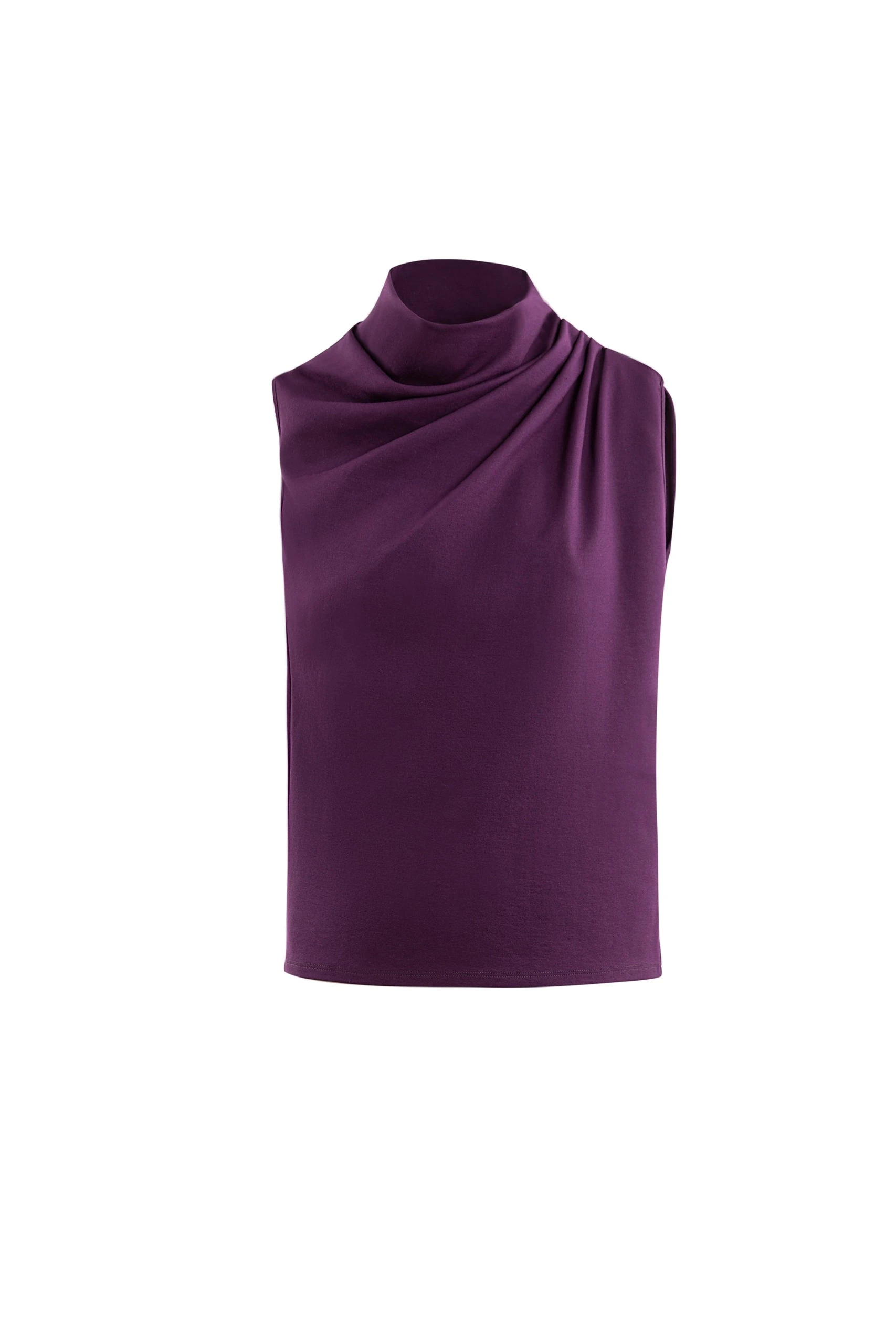 Saiid Kobeisy Pleated Shoulder Top and Pants Ensemble in Italian Plum | Tops | Luxury Shoes Saiid Kobeisy Pleated Shoulder Top and Pants Ensemble in Italian Plum
