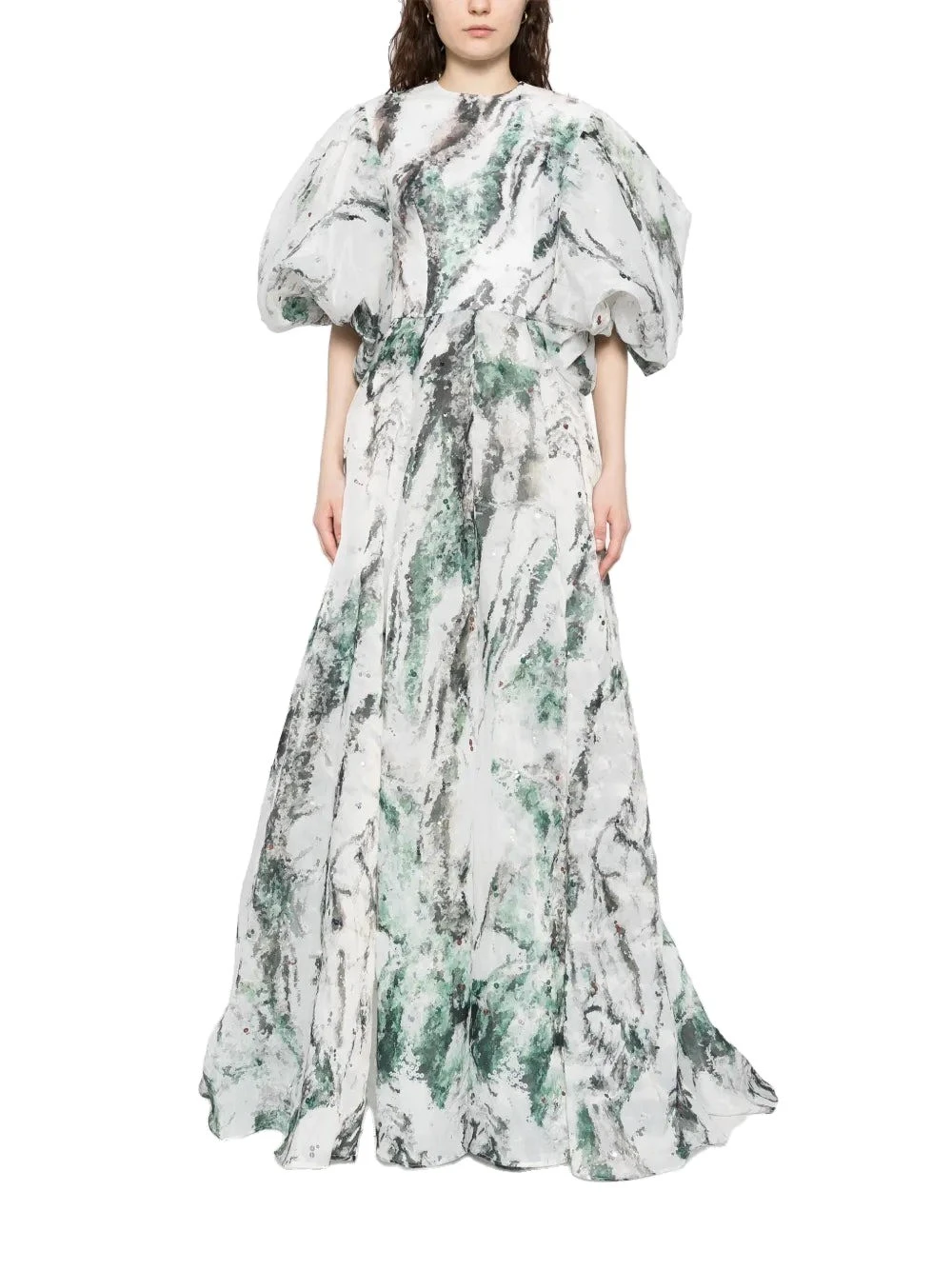 Saiid Kobeisy Printed Gazar Maxi Dress in Leafy Print | Dresses | Luxury Shoes Saiid Kobeisy Printed Gazar Maxi Dress in Leafy Print