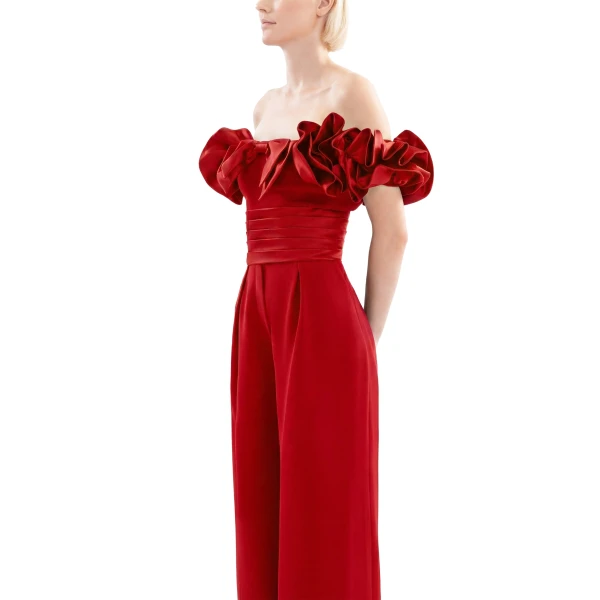 Saiid Kobeisy Ruffled Corset in Space Cherry, view 4