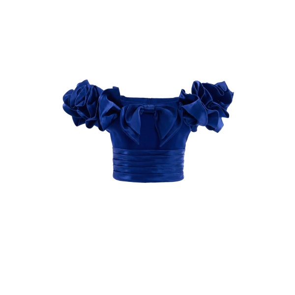 Saiid Kobeisy Ruffled Corset in Spectrum Blue