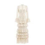 Saiid Kobeisy Ruffled Lace Long Dress in Ivory