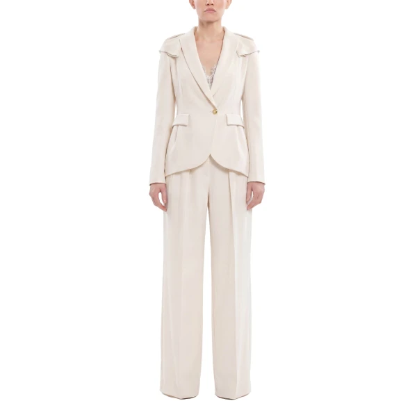 Saiid Kobeisy Ruffled Tailored Jacket in Ivory, view 2