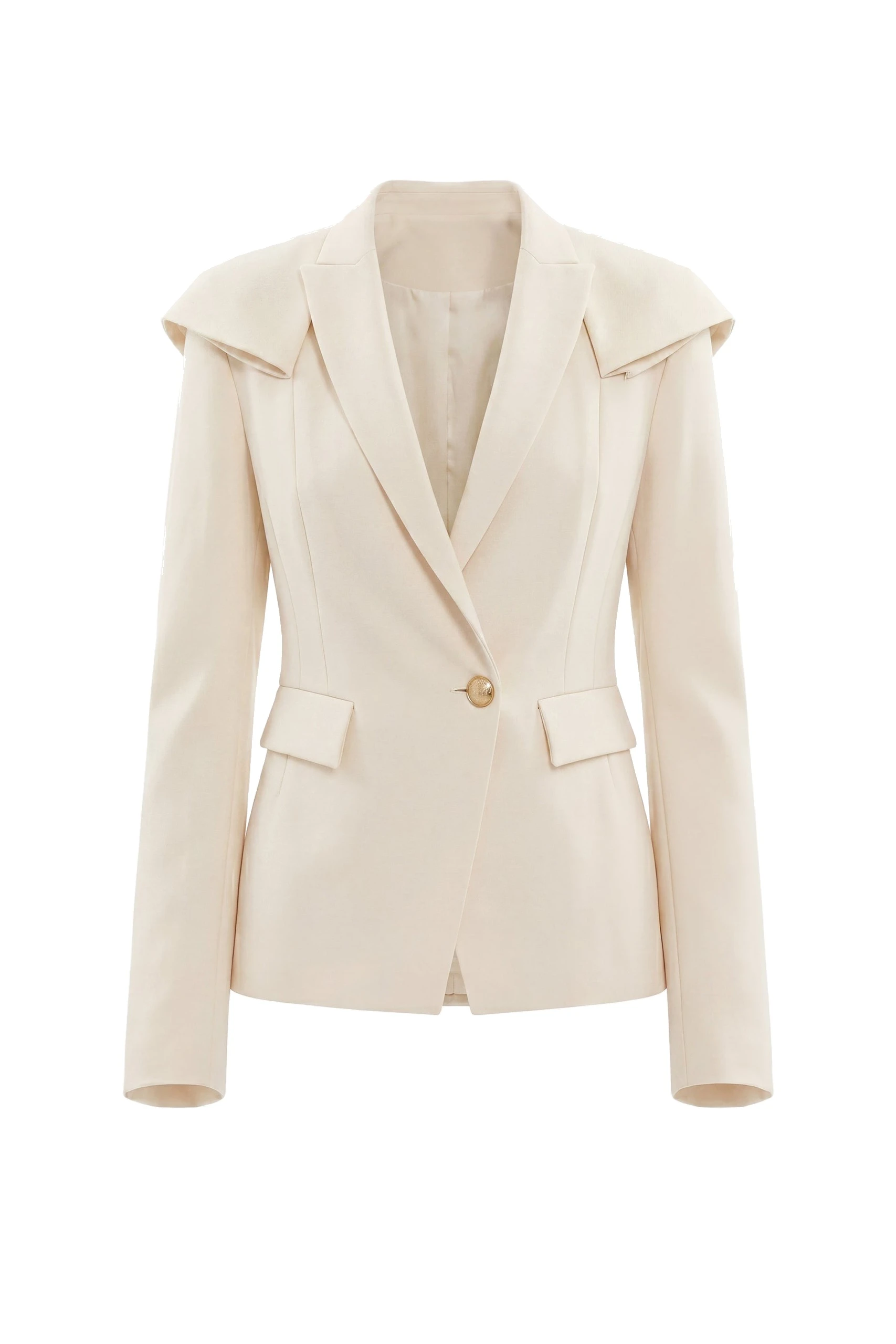 Saiid Kobeisy Ruffled Tailored Jacket in Ivory | Jackets | Luxury Shoes Saiid Kobeisy Ruffled Tailored Jacket in Ivory