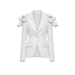 Saiid Kobeisy Ruffled Tailored Jacket in Off White
