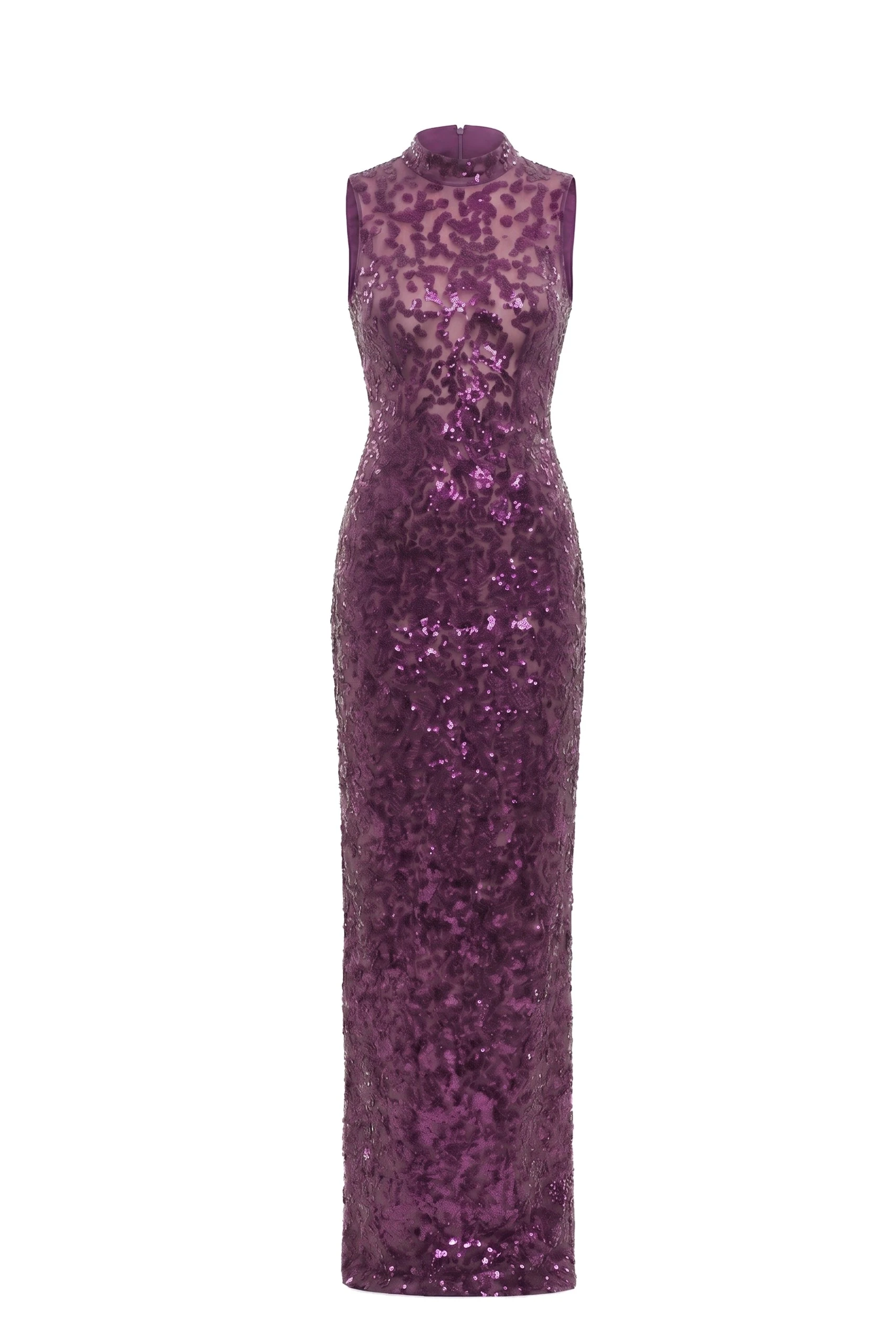 Saiid Kobeisy Sequin Embroidered Long Dress in Italian Plum | Dresses | Luxury Shoes Saiid Kobeisy Sequin Embroidered Long Dress in Italian Plum